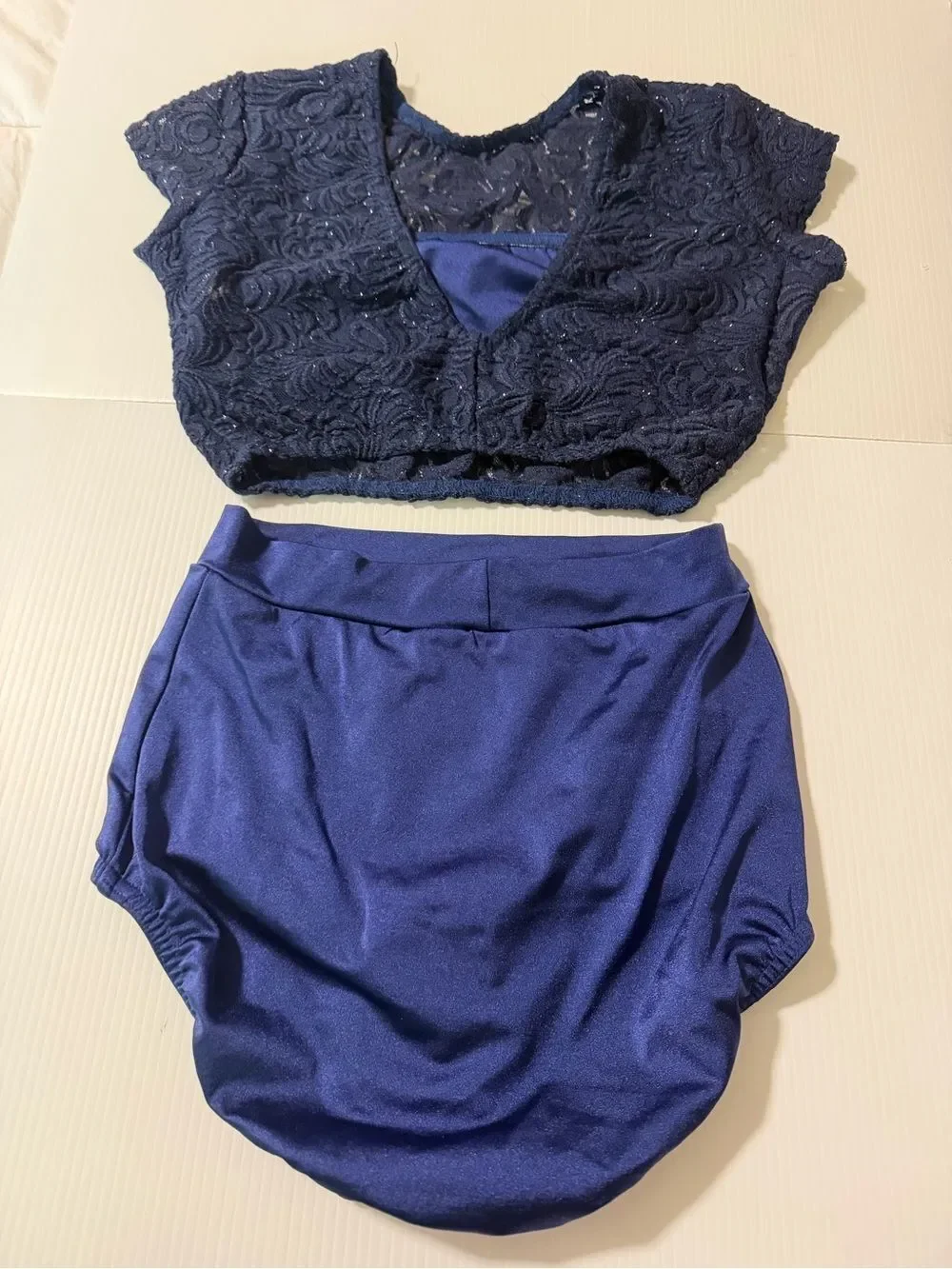 Kelle dance costume navy blue 2 piece CHERRY BLOSSOM 2916 MA-Medium adult